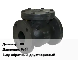 Клапан чугунный 80 Ру14 обратный, двустворчатый